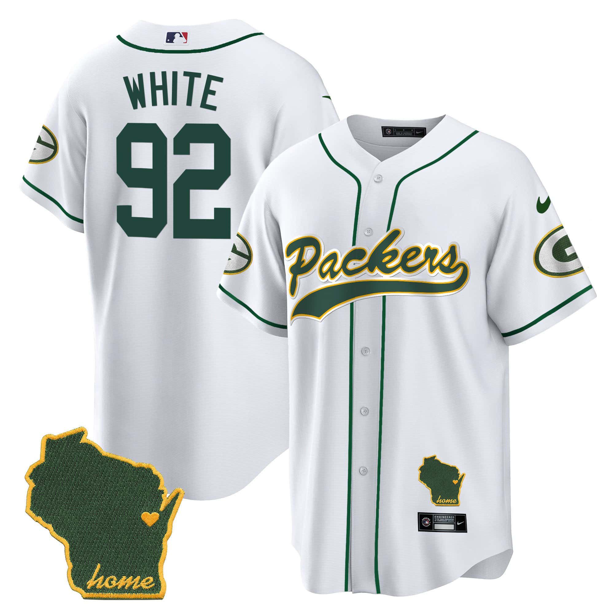 Men Green Bay Packers #92 White White 2024 Nike Home Patch Baseball NFL Jersey->indianapolis colts->NFL Jersey